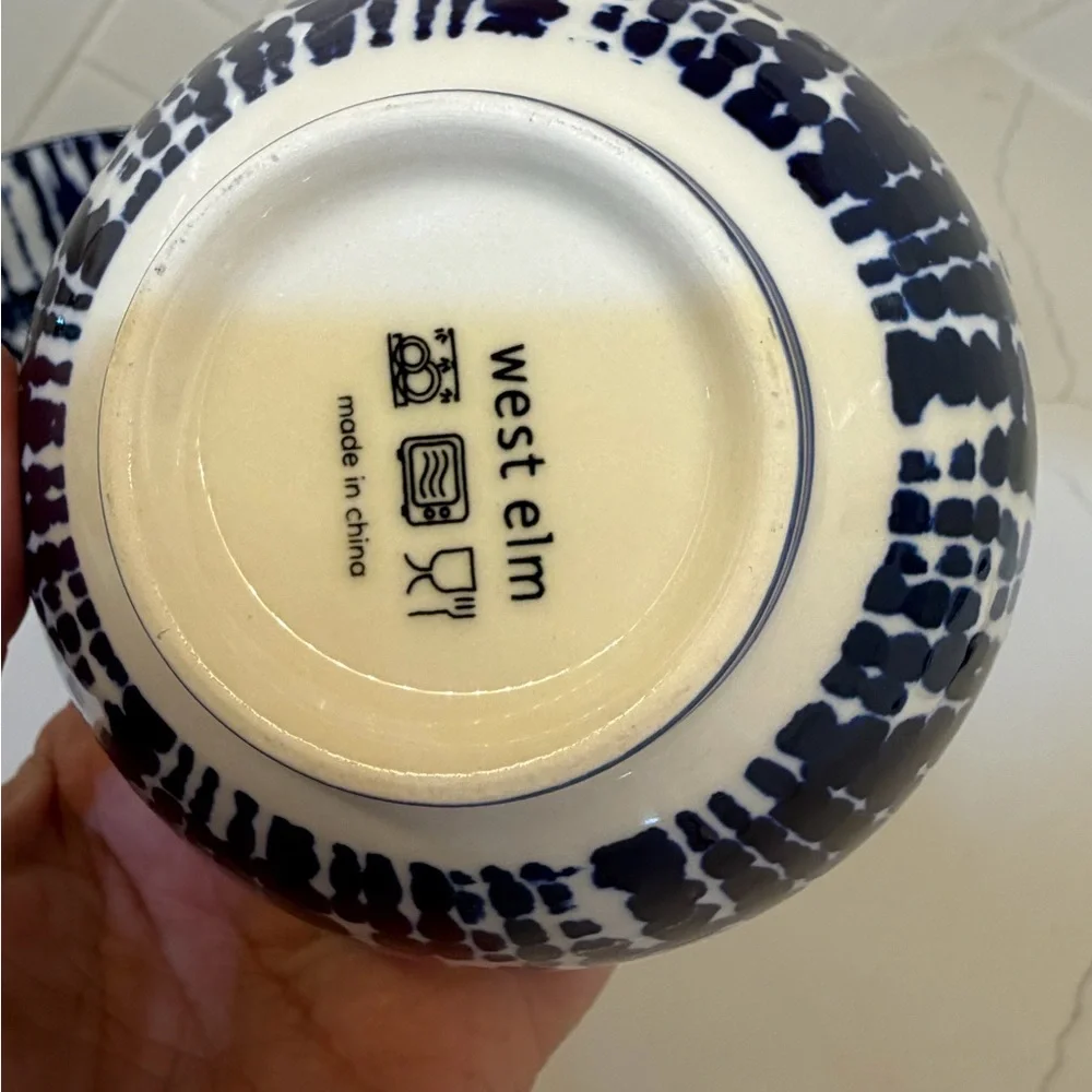 West Elm Indigo and White Ceramic Bowl Trio